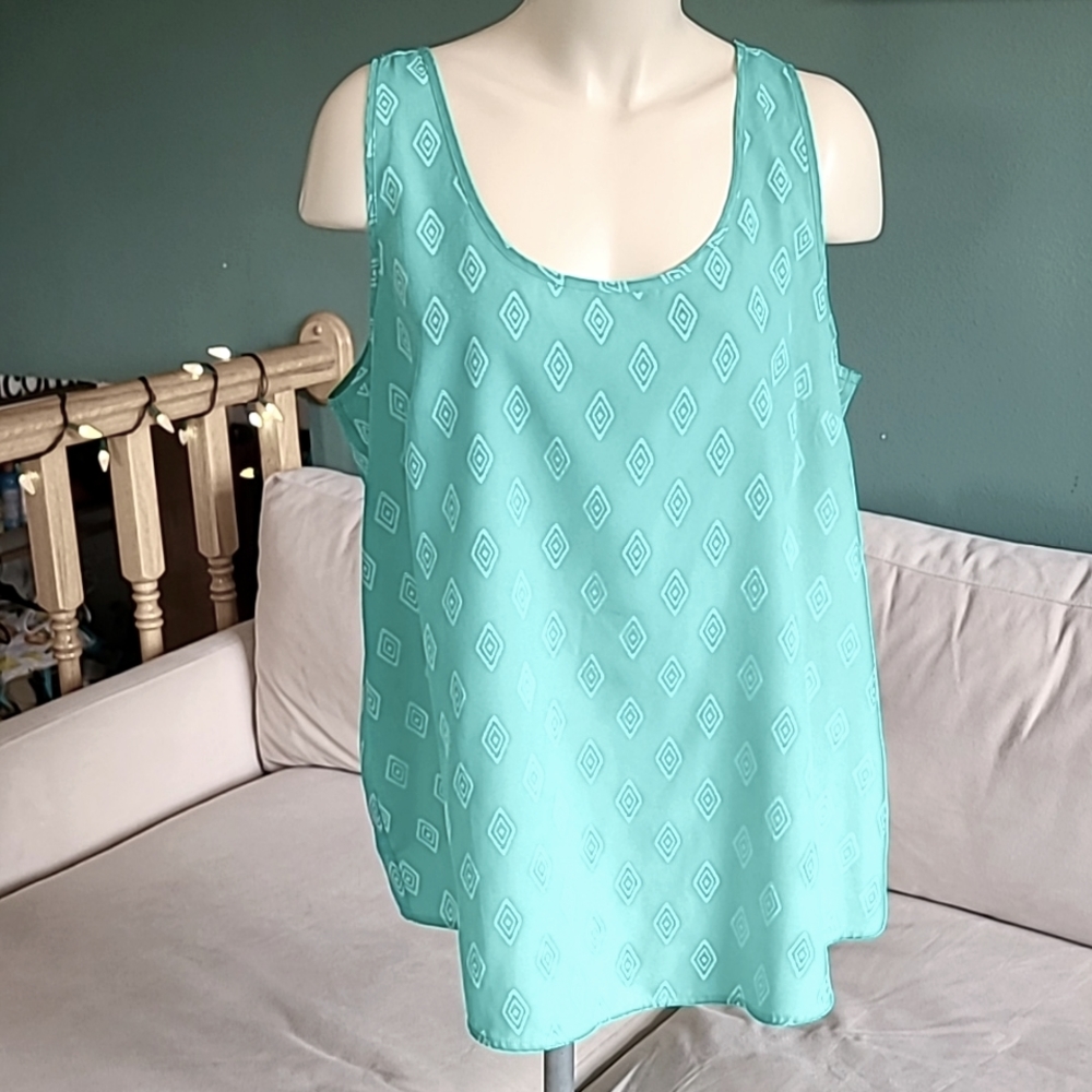 Faded Glory Dressy Tank/Shell,  size 16/18, seafoam green